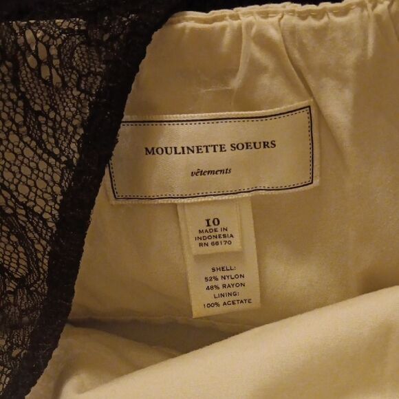 Moulinette Soeurs Anthropologie Black Lace Dress With Kelly Waistband.Balletcore - Picture 11 of 13